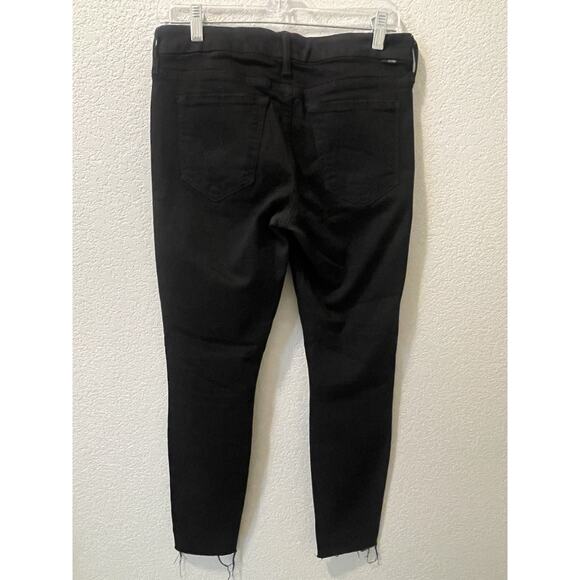 Mother Looker Ankle Fray Jeans Womens 28 Stretch Denim Black - Picture 2 of 9